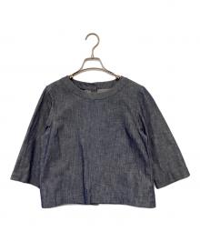 45R（フォーティファイブ・アール）の古着「バックボタン七分袖シャンブレーブラウス」｜ブルー