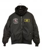 HOUSTONヒューストン）の古着「BLACK KNIGHT M/C（ブラック ナイト モーターサイクル ジャケット）」｜ブラック