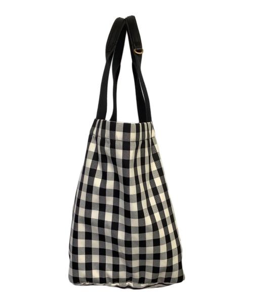 TORY BURCH（トリーバーチ）TORY BURCH (トリーバーチ) PIPER GINGHAM SMALL SQUARE TOTE（パイパー ギンガム スモール スクエア トート） ブラック×ホワイトの古着・服飾アイテム