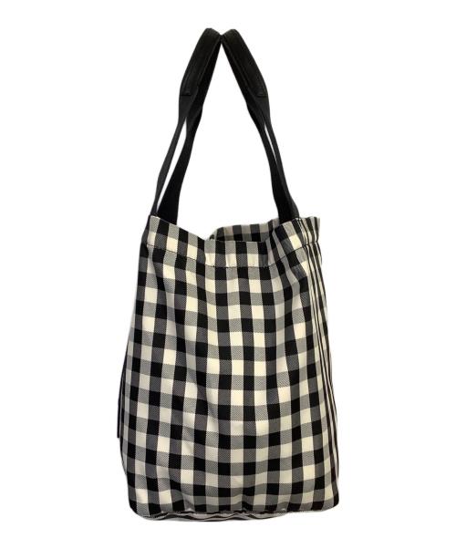 TORY BURCH（トリーバーチ）TORY BURCH (トリーバーチ) PIPER GINGHAM SMALL SQUARE TOTE（パイパー ギンガム スモール スクエア トート） ブラック×ホワイトの古着・服飾アイテム