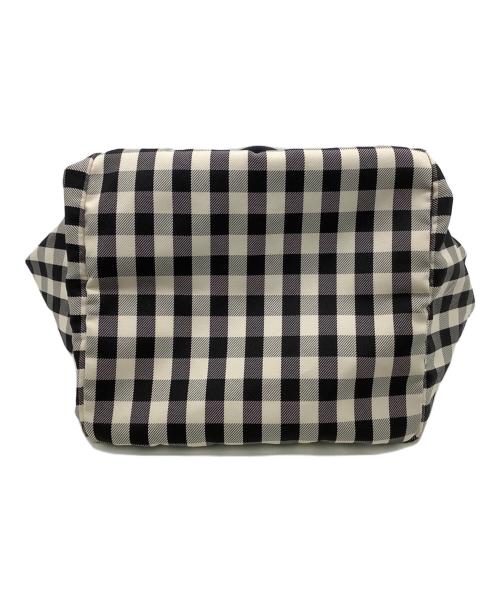 TORY BURCH（トリーバーチ）TORY BURCH (トリーバーチ) PIPER GINGHAM SMALL SQUARE TOTE（パイパー ギンガム スモール スクエア トート） ブラック×ホワイトの古着・服飾アイテム