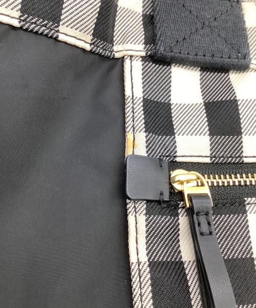 TORY BURCH（トリーバーチ）TORY BURCH (トリーバーチ) PIPER GINGHAM SMALL SQUARE TOTE（パイパー ギンガム スモール スクエア トート） ブラック×ホワイトの古着・服飾アイテム