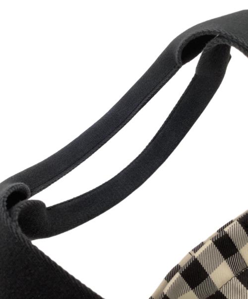 TORY BURCH（トリーバーチ）TORY BURCH (トリーバーチ) PIPER GINGHAM SMALL SQUARE TOTE（パイパー ギンガム スモール スクエア トート） ブラック×ホワイトの古着・服飾アイテム