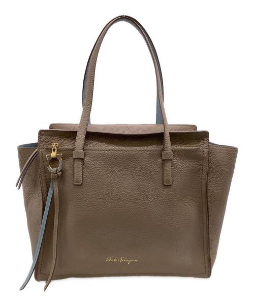 Salvatore Ferragamo（サルヴァトーレ フェラガモ）Salvatore Ferragamo (サルヴァトーレ フェラガモ) エイミー ハンドバッグ ブラウン×ブルーの古着・服飾アイテム