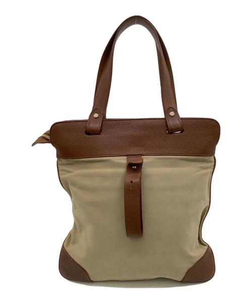 BURBERRY（バーバリー）BURBERRY (バーバリー) 刺繍ロゴ トートバッグ ベージュ×ブラウンの古着・服飾アイテム