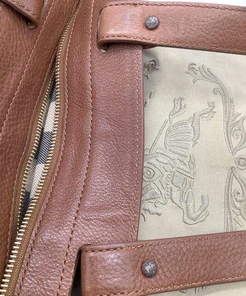 BURBERRY（バーバリー）BURBERRY (バーバリー) 刺繍ロゴ トートバッグ ベージュ×ブラウンの古着・服飾アイテム