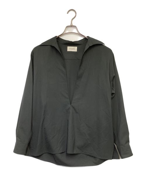 MARKAWARE（マーカウェア）MARKAWARE (マーカウェア) ORGANIC WOOL 2/80 TROPICAL VAREUSE SHIRT（オーガニックウール2/80トロピカルヴァルーズシャツ） グレー サイズ:2の古着・服飾アイテム