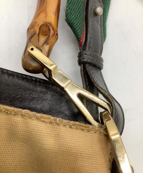 GUCCI（グッチ）GUCCI (グッチ) バンブー 2WAYショルダーバッグ ベージュ×ブラウンの古着・服飾アイテム