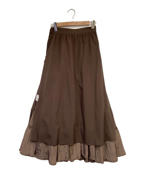 CADUNE（カデュネ）CADUNE (カデュネ) ティアードスカート ブラウン サイズ:38の古着・服飾アイテム