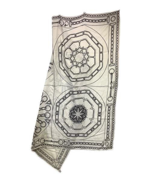 HERMES（エルメス）HERMES (エルメス) カレジェアン カレイドスコープ・エフェクトカシミヤシルクスカーフ アイボリーの古着・服飾アイテム