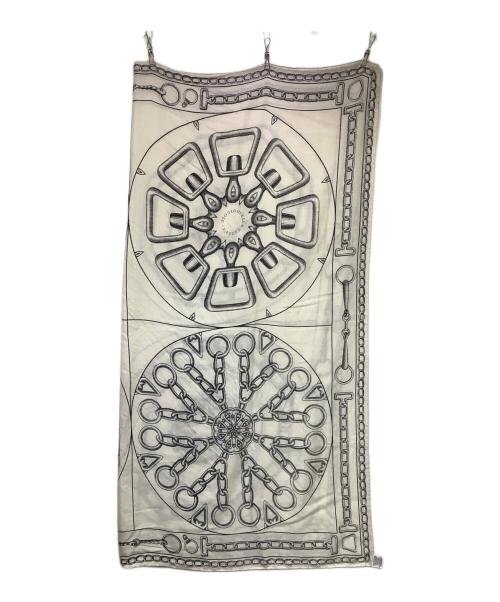 HERMES（エルメス）HERMES (エルメス) カレジェアン カレイドスコープ・エフェクトカシミヤシルクスカーフ アイボリーの古着・服飾アイテム