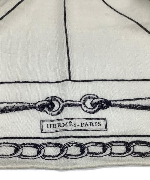 HERMES（エルメス）HERMES (エルメス) カレジェアン カレイドスコープ・エフェクトカシミヤシルクスカーフ アイボリーの古着・服飾アイテム
