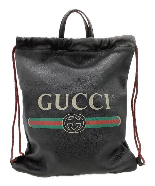 GUCCI（グッチ）GUCCI (グッチ) ドローストリングバックパック ブラックの古着・服飾アイテム