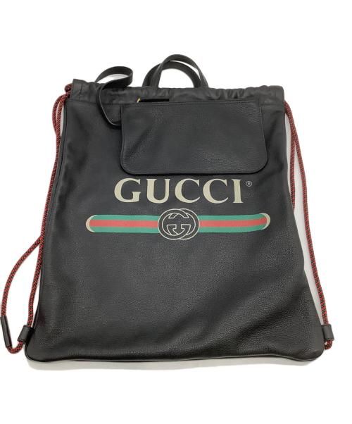 GUCCI（グッチ）GUCCI (グッチ) ドローストリングバックパック ブラックの古着・服飾アイテム