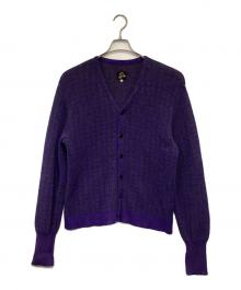 Needles（ニードルズ）の古着「Houndstooth V Neck Cardigan（ハウンドトゥース Vネックカーディガン） 」｜パープル