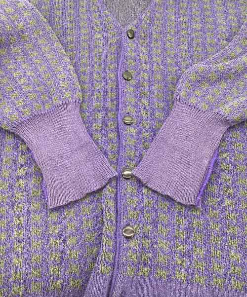 Needles（ニードルズ）Needles (ニードルズ) Houndstooth V Neck Cardigan（ハウンドトゥース Vネックカーディガン）  パープル サイズ:Mの古着・服飾アイテム