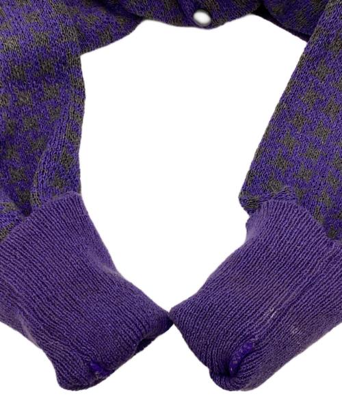 Needles（ニードルズ）Needles (ニードルズ) Houndstooth V Neck Cardigan（ハウンドトゥース Vネックカーディガン）  パープル サイズ:Mの古着・服飾アイテム