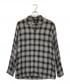 Essayエッセイ）の古着「SHADOW CHECK OPEN COLLAR SHIRT（シャドーチェック オープンカラーシャツ）」｜ブラック×グレー