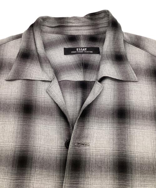 Essay（エッセイ）Essay (エッセイ) SHADOW CHECK OPEN COLLAR SHIRT（シャドーチェック オープンカラーシャツ） ブラック×グレー サイズ:3の古着・服飾アイテム