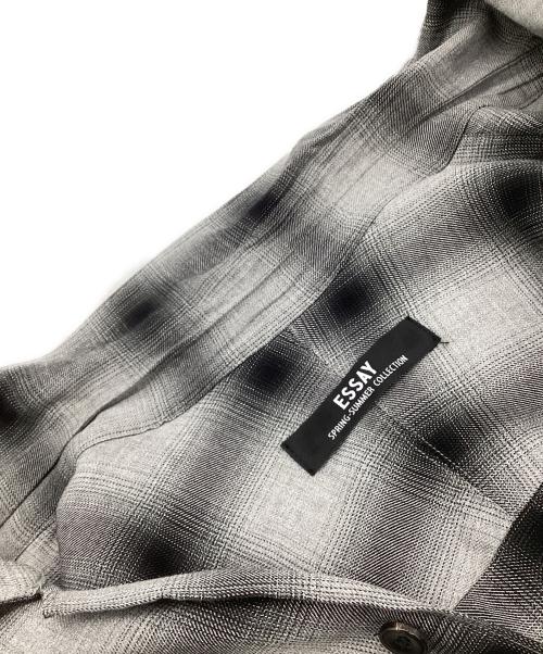 Essay（エッセイ）Essay (エッセイ) SHADOW CHECK OPEN COLLAR SHIRT（シャドーチェック オープンカラーシャツ） ブラック×グレー サイズ:3の古着・服飾アイテム