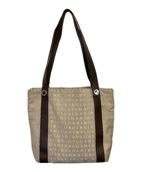 BVLGARI（ブルガリ）BVLGARI (ブルガリ) MAEAEA ロゴマニアトートバッグ ベージュの古着・服飾アイテム