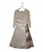 BLUE LABEL CRESTBRIDGEブルーレーベルクレストブリッジ）の古着「ソフティーツイル ニットコンビワンピース」｜ベージュ