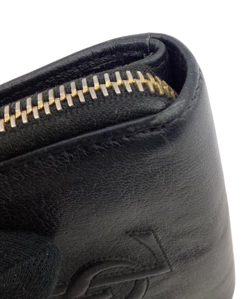 Yves Saint Laurent（イヴサンローラン）Yves Saint Laurent (イヴサンローラン) 2つ折り ラウンドジップウォレット ブラックの古着・服飾アイテム