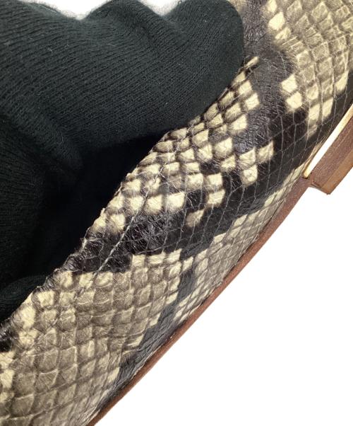 TORY BURCH（トリーバーチ）TORY BURCH (トリーバーチ) MINNIE CAP-BALLET STAMPED SNAKE PRINTED LEATHER（ミニー キャップトゥ バレー フラットシューズ） ベージュ×ブラック サイズ:6Mの古着・服飾アイテム