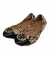 TORY BURCH（トリーバーチ）の古着「MINNIE CAP-BALLET STAMPED SNAKE PRINTED LEATHER（ミニー キャップトゥ バレー フラットシューズ）」｜ベージュ×ブラック