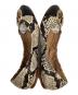 中古・古着 TORY BURCH (トリーバーチ) MINNIE CAP-BALLET STAMPED SNAKE PRINTED LEATHER（ミニー キャップトゥ バレー フラットシューズ） ベージュ×ブラック サイズ:6M：8000円