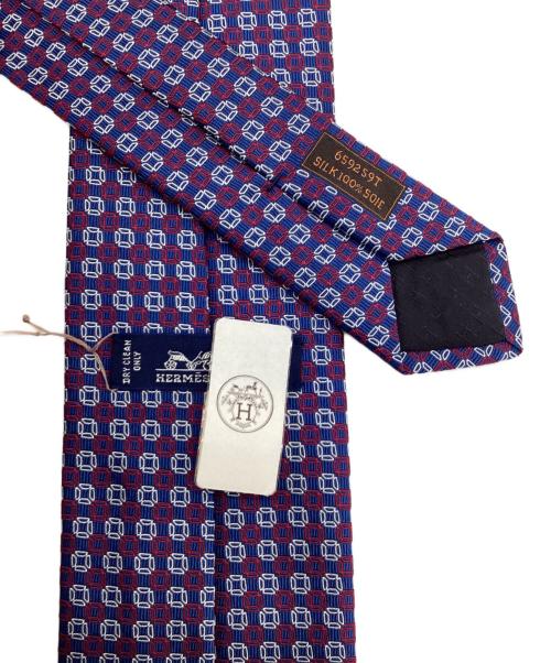 HERMES（エルメス）HERMES (エルメス) ネクタイ ネイビー×レッド サイズ:-の古着・服飾アイテム