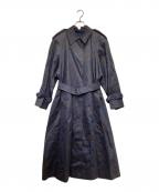 Aquascutumアクアスキュータム）の古着「総柄 シングルトレンチコート」｜ネイビー