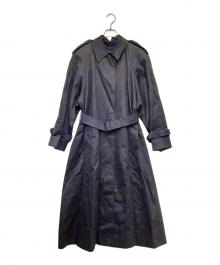 Aquascutum（アクアスキュータム）の古着「総柄 シングルトレンチコート」｜ネイビー