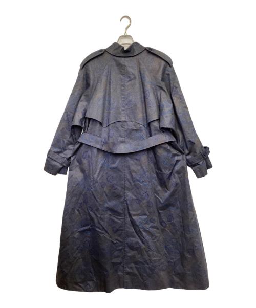 Aquascutum（アクアスキュータム）Aquascutum (アクアスキュータム) 総柄 シングルトレンチコート ネイビー サイズ:8REGの古着・服飾アイテム