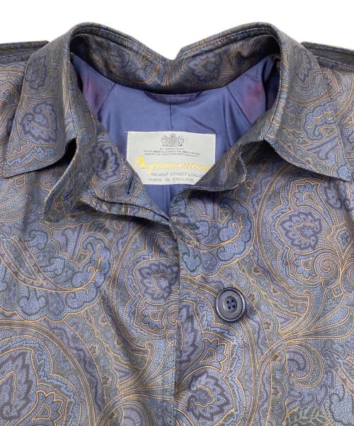 Aquascutum（アクアスキュータム）Aquascutum (アクアスキュータム) 総柄 シングルトレンチコート ネイビー サイズ:8REGの古着・服飾アイテム