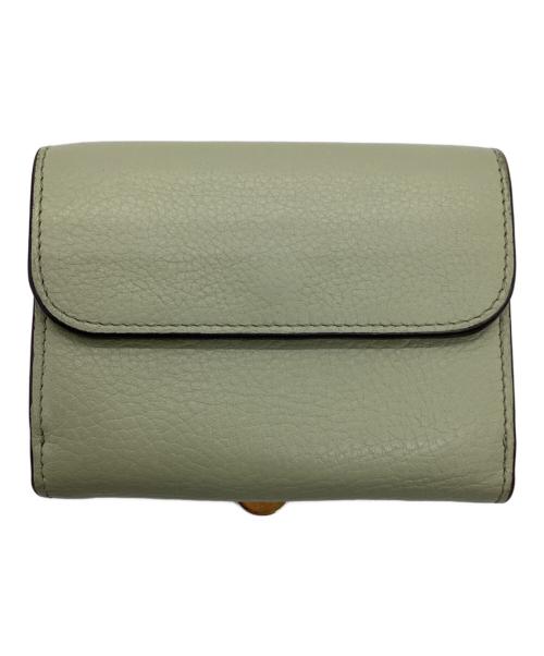 Chloe（クロエ）Chloe (クロエ) アルファベットスモールトリフォールドウォレット ライトグリーンの古着・服飾アイテム