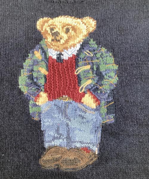 POLO RALPH LAUREN（ポロ・ラルフローレン）POLO RALPH LAUREN (ポロ・ラルフローレン) ポロベア クルーネックニット ネイビー サイズ:XSの古着・服飾アイテム