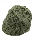 stussyステューシー）の古着「ケーブルニットキャップ」｜カーキ