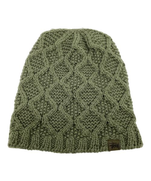 stussy（ステューシー）stussy (ステューシー) ケーブルニットキャップ カーキの古着・服飾アイテム