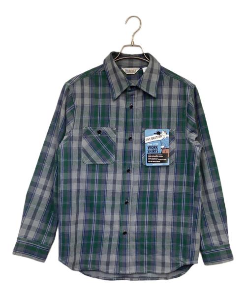 FIVE BROTHER（ファイブブラザー）FIVE BROTHER (ファイブブラザー) ヘビーフランネル チェック ワークシャツ ブルー×グリーン サイズ:Mの古着・服飾アイテム