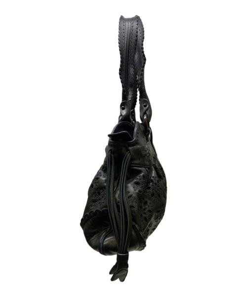 Salvatore Ferragamo（サルヴァトーレ フェラガモ）Salvatore Ferragamo (サルヴァトーレ フェラガモ) フラワーカットデザインハンドバッグ ブラックの古着・服飾アイテム