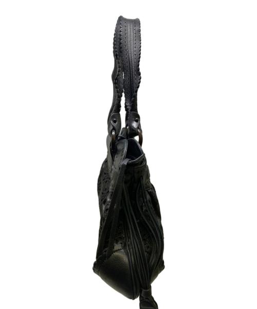 Salvatore Ferragamo（サルヴァトーレ フェラガモ）Salvatore Ferragamo (サルヴァトーレ フェラガモ) フラワーカットデザインハンドバッグ ブラックの古着・服飾アイテム