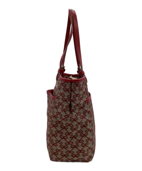 ANYA HINDMARCH（アニヤ・ハインドマーチ）ANYA HINDMARCH (アニヤ・ハインドマーチ) ハンドバッグ ベージュ×レッドの古着・服飾アイテム