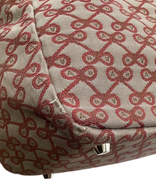 ANYA HINDMARCH（アニヤ・ハインドマーチ）ANYA HINDMARCH (アニヤ・ハインドマーチ) ハンドバッグ ベージュ×レッドの古着・服飾アイテム