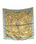HERMES (エルメス) プチカレ PIERRES d' ORIENT et d' OCCIDENT スカーフ イエロー×ブルー：12000円