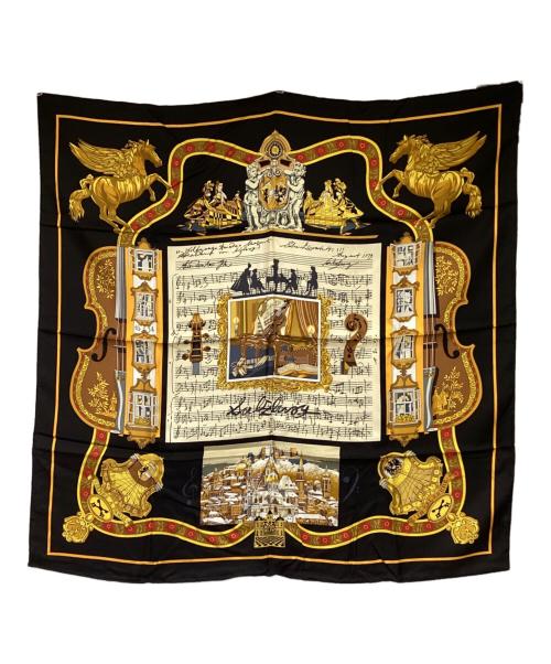 HERMES（エルメス）HERMES (エルメス) カレ90 IN SALZBURG（ザルツブルグ）シルクスカーフ ブラックの古着・服飾アイテム