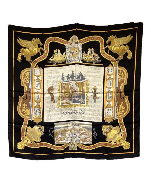 HERMES（エルメス）HERMES (エルメス) カレ90 IN SALZBURG（ザルツブルグ）シルクスカーフ ブラックの古着・服飾アイテム