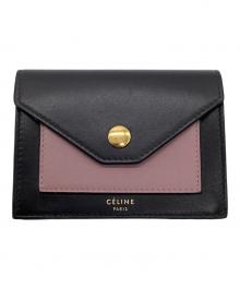 CELINE（セリーヌ）の古着「Pocket Trifolded（ポケット トライフォールデッド）カードホルダー」｜ブラック×ピンク