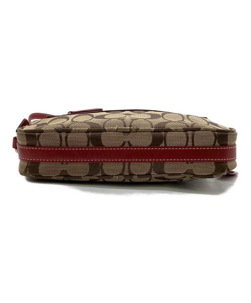 COACH（コーチ）COACH (コーチ) シグネチャー ショルダーポーチ ベージュ×レッドの古着・服飾アイテム