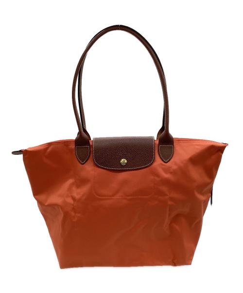 LONGCHAMP（ロンシャン）LONGCHAMP (ロンシャン) ルプリアージュ ナイロントートバッグ オレンジ×ブラウンの古着・服飾アイテム